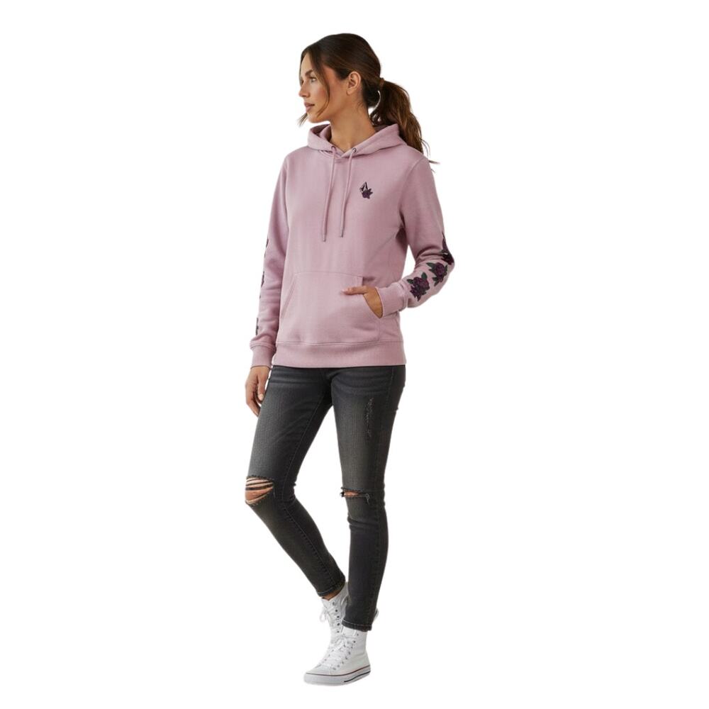 Volcom Pullover Hoodie In Mauve With Burgundy Flo… - image 1